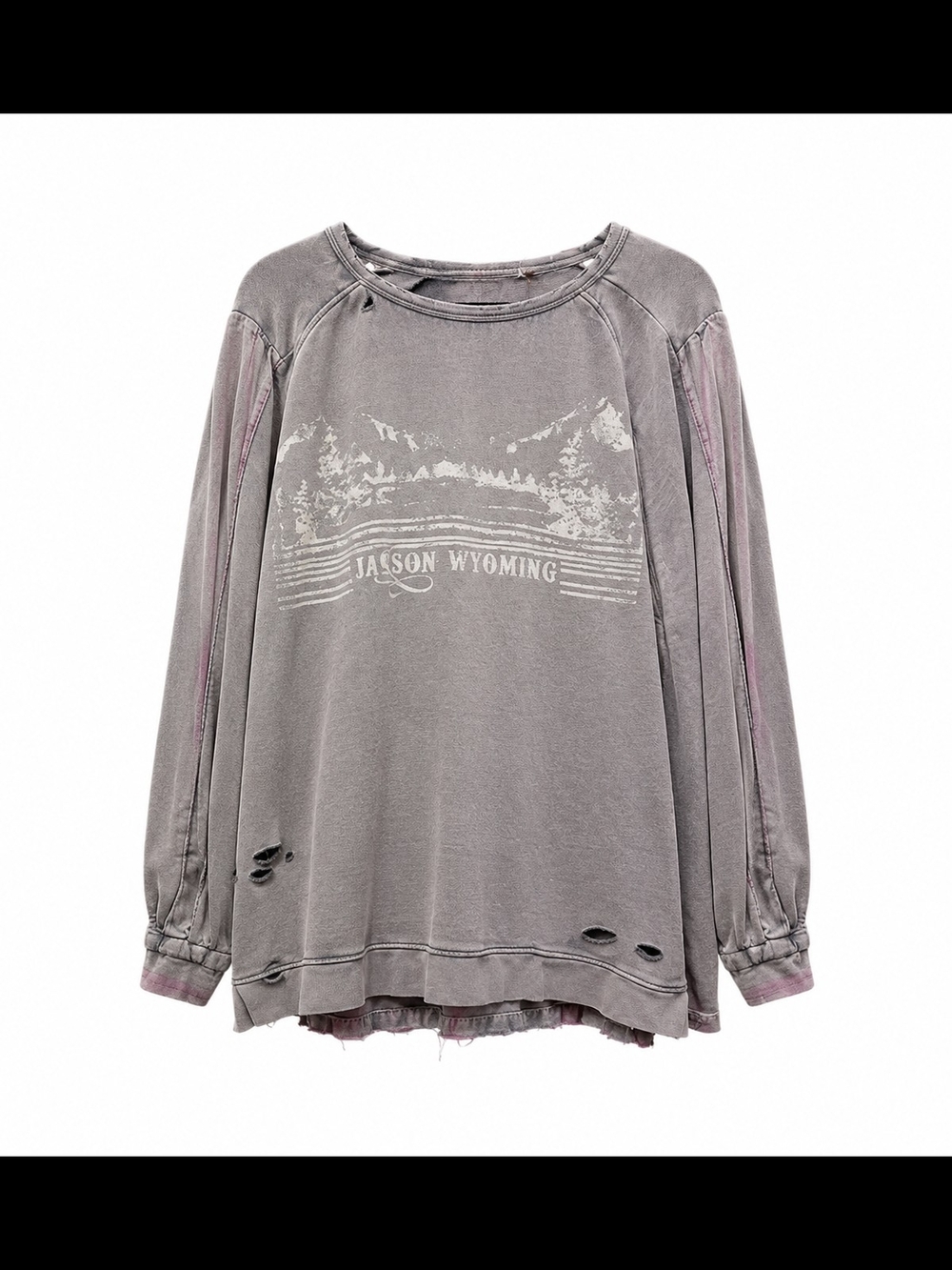 Free People Jackson Wyoming Distressed Oversized Sweatshirt Top L Boho Western - Picture 2 of 12